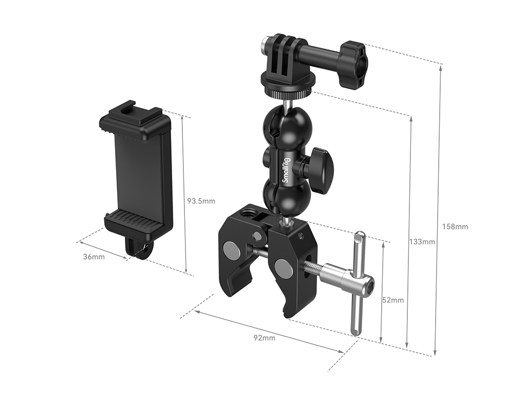 SmallRig 4373 Telefon Tutuculu ve Aksiyon Kamera Uyumlu Magic Arm Aksiyon Kamera Uyumlu