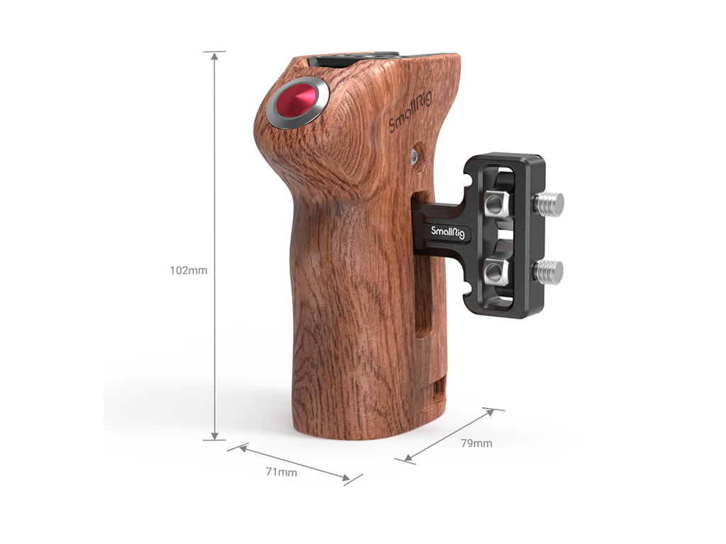 SmallRig 3323 Kayıt Tuşu Özellikli Ahşap Yan Tutma Kolu Yüksekliği Ayarlanabilir