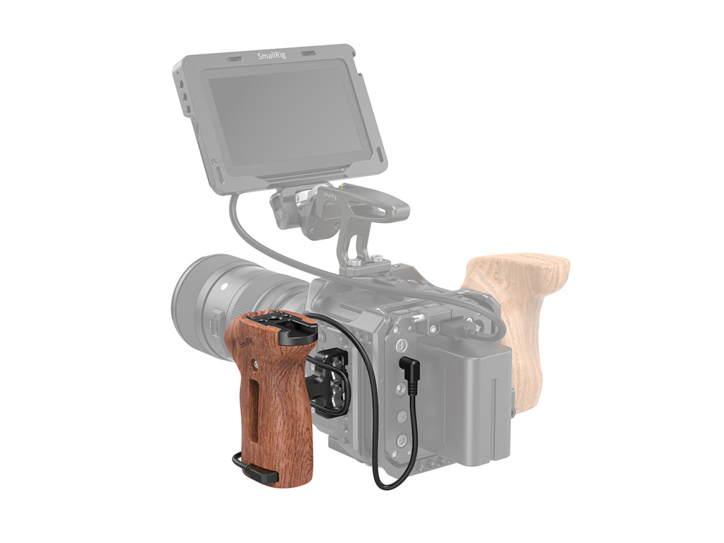 SmallRig 3323 Kayıt Tuşu Özellikli Ahşap Yan Tutma Kolu Yüksekliği Ayarlanabilir