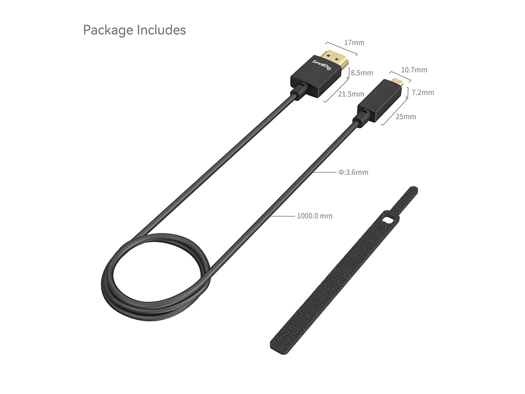SmallRig 4795 100cm Ultra-Slim 4K HDMI Kablo (D-A) Mini HDMI to HDMI