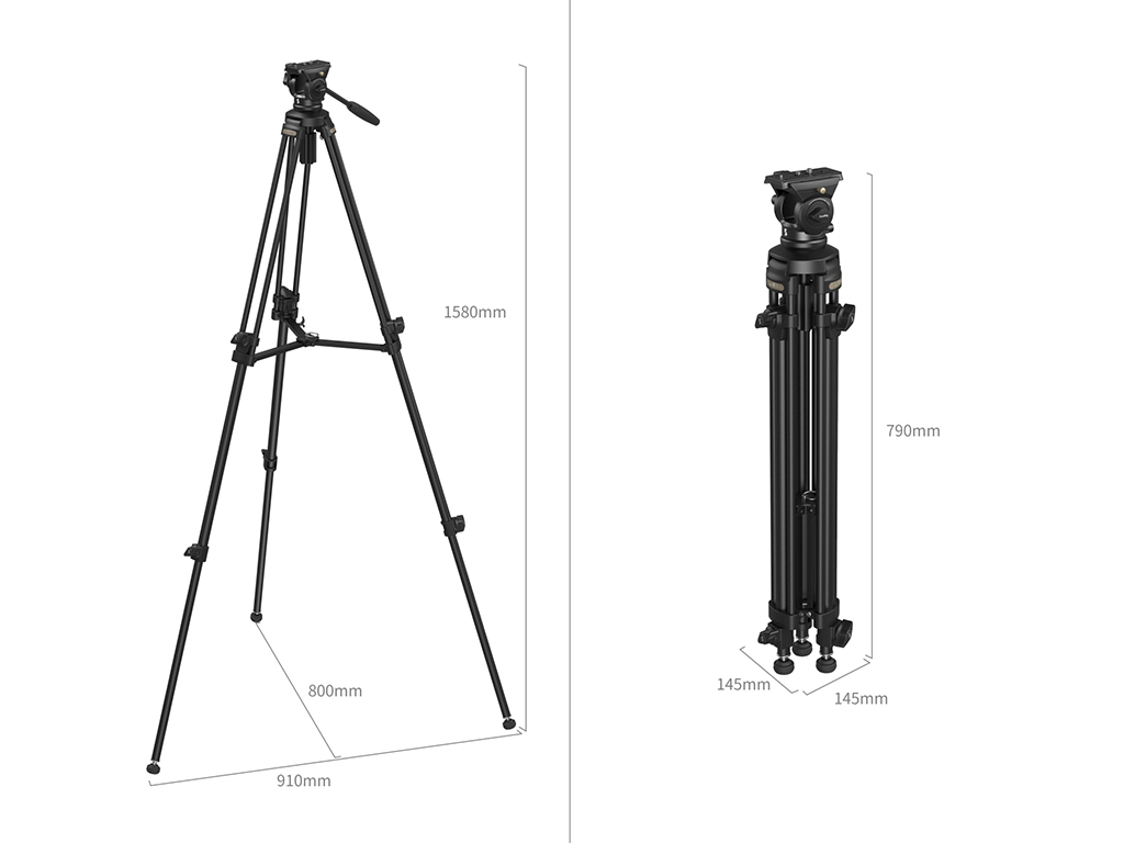SmallRig 4684 AD50 Lite 10kg Taşıma Kapasiteli Video Tripodu 158cm Maksimum Uzunluk