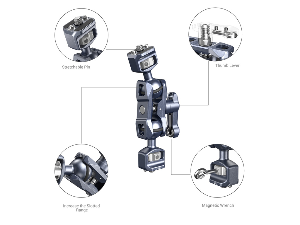SmallRig 3873 Çift Başlıklı Ballhead Magic Arm