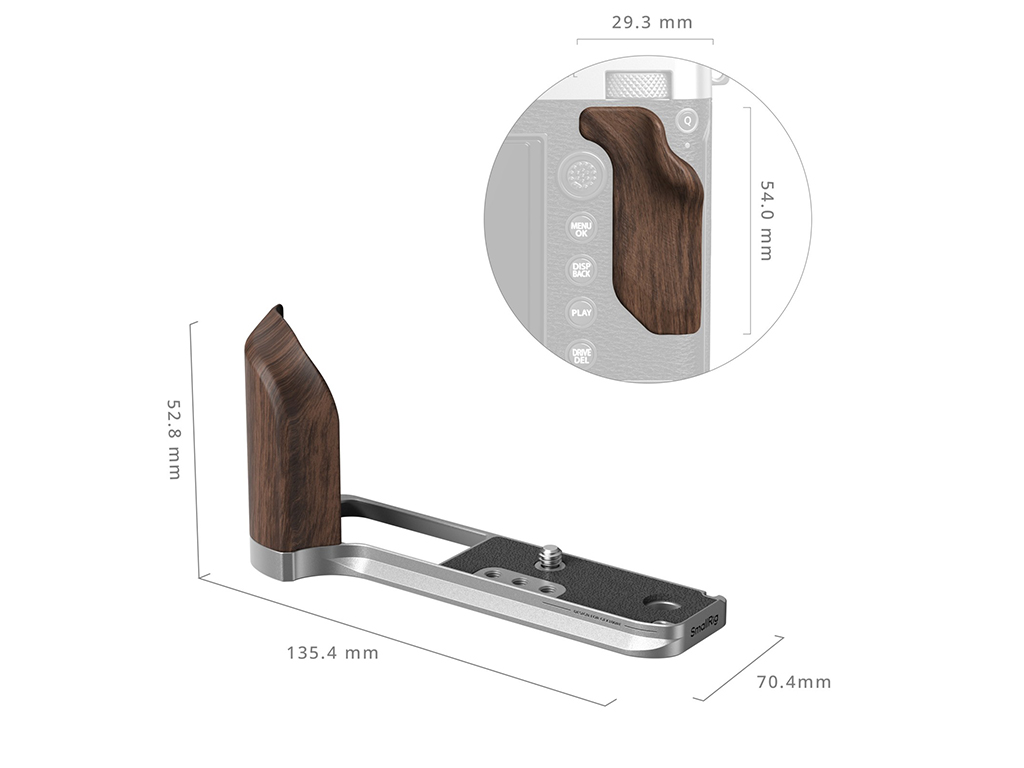 SmallRig 5265 Fujifilm GFX100RF Uyumlu Gümüş L Braket Ahşap