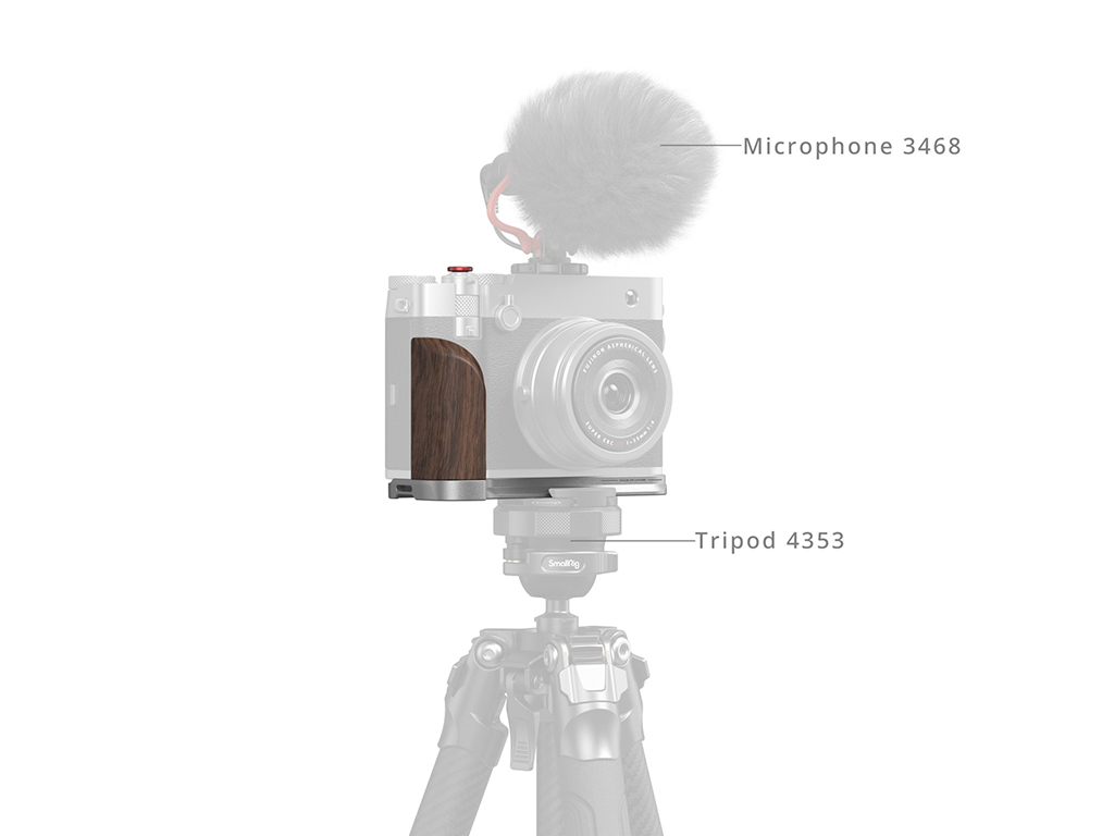 SmallRig 5265 Fujifilm GFX100RF Uyumlu Gümüş L Braket Ahşap