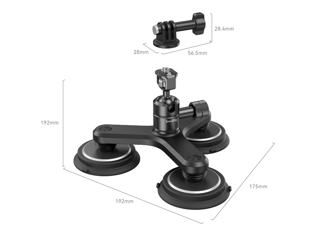 SmallRig 4468 Aksiyon Kamera Uyumlu 3' lü Araç Vantuz Kiti