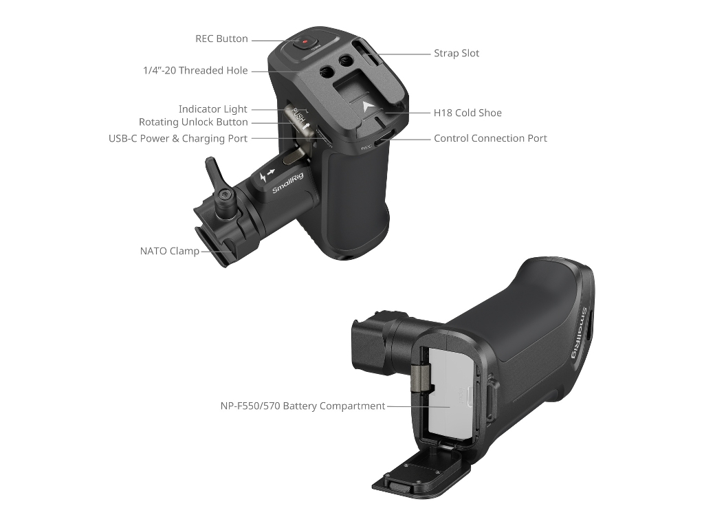SmallRig 5235 Canon ve Blackmagic Uyumlu Dönebilir Yan Tutma Kolu