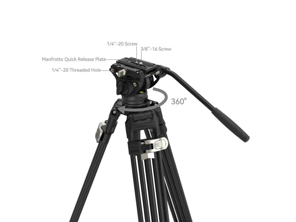 SmallRig 4163 AD-80 FreeBlazer 8kg Taşıma Kapasiteli Alüminyum Video Tripodu 191cm Maksimum Uzunluk