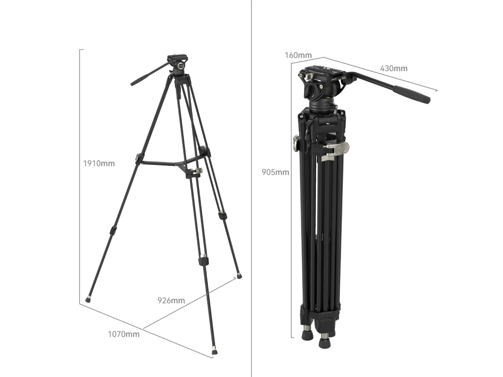 SmallRig 4163 AD-80 FreeBlazer 8kg Taşıma Kapasiteli Alüminyum Video Tripodu 191cm Maksimum Uzunluk