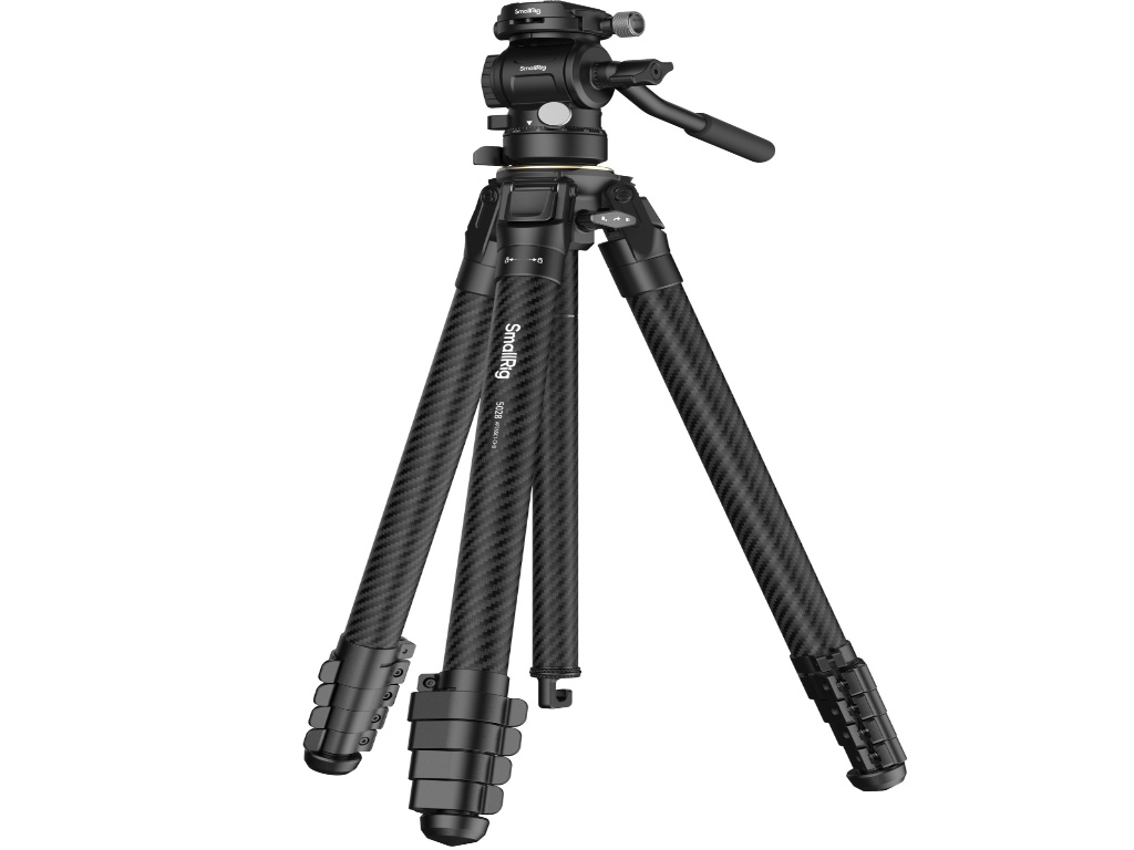 SmallRig 5028 Mini Karbon Fiber 10kg Taşıma Kapasiteli Video Tripodu 158cm Maksimum Uzunluk