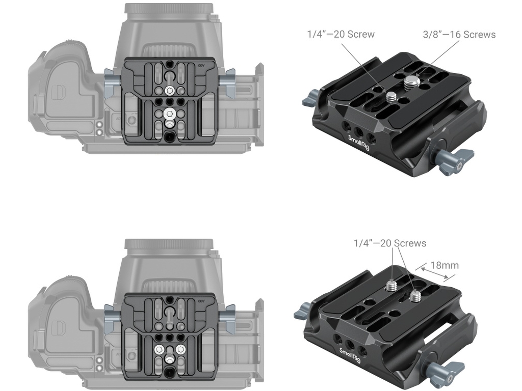 SmallRig 3357 Çift 15mm Çubuk Kelepçeli Evrensel Taban Plakası Baseplate
