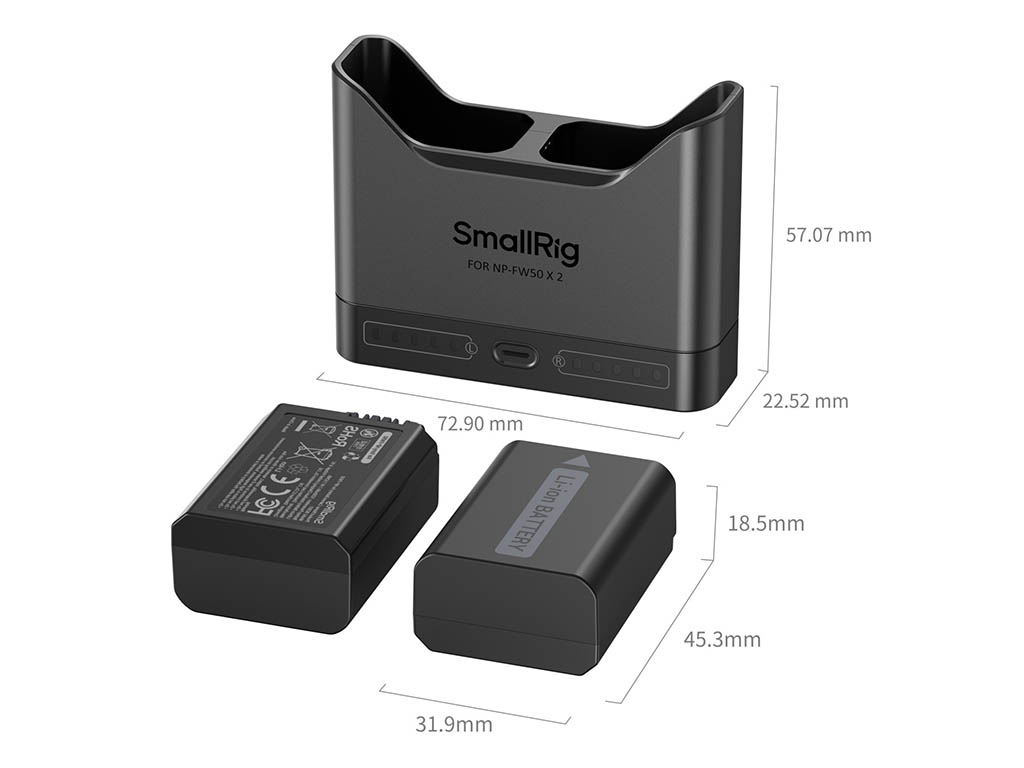 SmallRig 5488 Sony NP-FW50 Turbo Hızlı 2 Batarya + Şarj Kiti 2 Batarya + Turbo Şarj Aleti