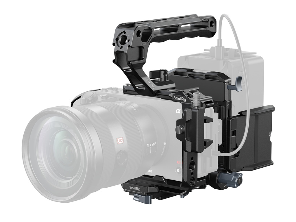 SmallRig 5823 Sony FX3 / FX30 Uyumlu Kafes Kiti Üst Tutma Kolu ve V Mount Tutucu Dahildir